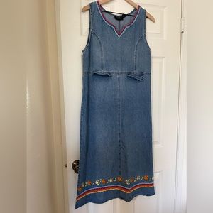 Denim Maxi Dress with embroidered detail